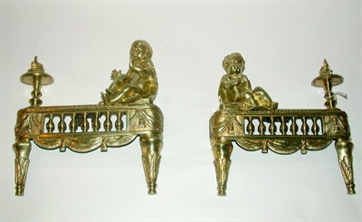 Lot 164 - Pair of Louis XVI Style Gilt-Bronze Chenets...