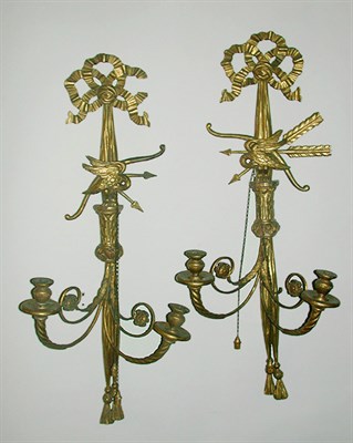 Lot 244 - Pair of Louis XVI Style Gilt-Wood Two-Light...