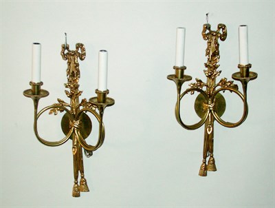 Lot 219 - Pair of Louis XVI Style Gilt-Bronze Two-Light...