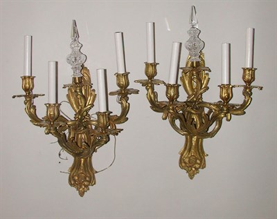 Lot 218 - Pair of Louis XV Style Gilt-Bronze Four-Light...