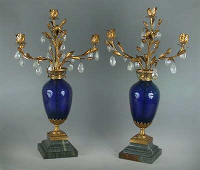 Lot 130 - Pair of Louis XVI Gilt-Bronze Mounted Cobalt...