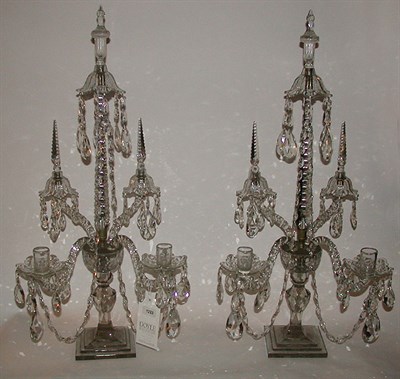 Lot 122 - Pair of George III Style Cut Glass Two-Light...