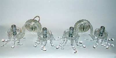 Lot 169 - Pair of George III Style Cut Glass Two-Light...
