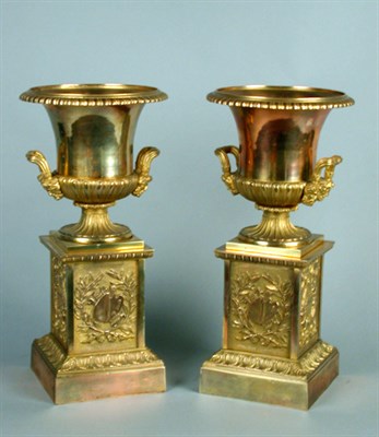 Lot 365 - Pair of Empire Style Gilt-Bronze Urns Each...