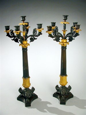 Lot 237 - Pair of Empire Gilt and Patinated-Bronze...