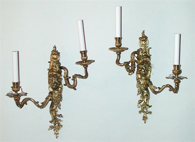 Lot 139 - Pair of Regence Style Gilt-Bronze Two-Light...