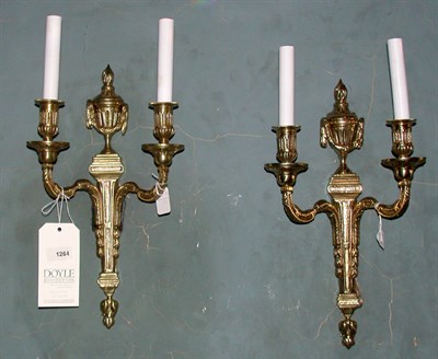 Lot 158 - Pair of Louis XVI Style Gilt-Bronze Two-Light...