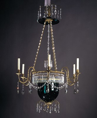 Lot 318A - George III Style Green and Cut Glass Six-Light...