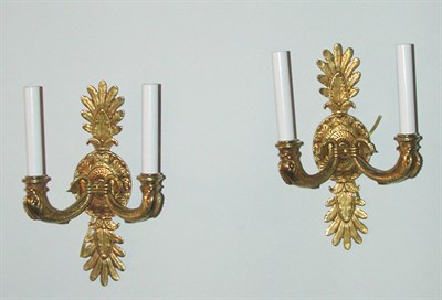 Lot 133 - Pair of Empire Style Gilt-Bronze Two-Light...