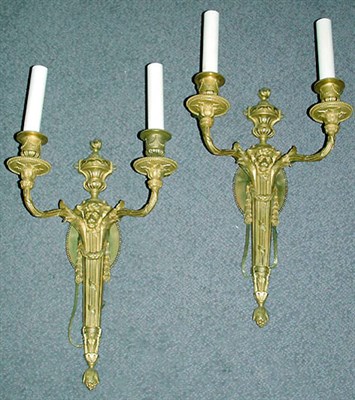 Lot 116 - Pair of Louis XVI Style Gilt-Bronze Two-Light...