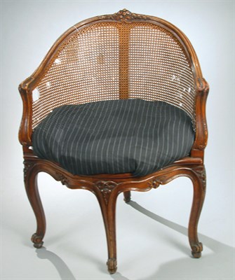 Lot 88 - Louis XV Style Beechwood and Caned Fauteuil de...