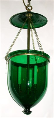 Lot 224 - George III Style Green Glass Bell-Form Lantern...