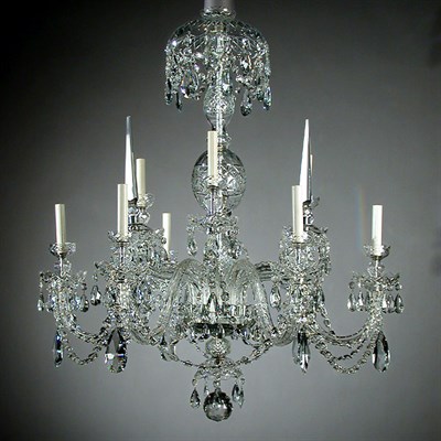 Lot 136 - George III Style Cut Glass Nine-Light...