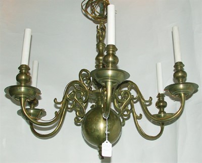 Lot 62 - Dutch Baroque Style Brass Six-Light Chandelier...