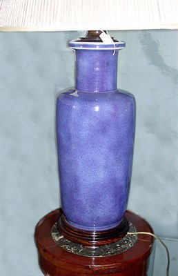 Lot 26 - Chinese Powder Blue Porcelain Roleau Vase...
