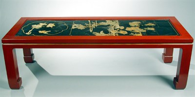 Lot 72 - Chinese Gilt Decorated Black Lacquered Panel...