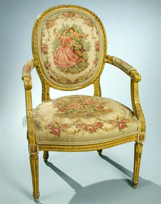 Lot 64 - Louis XVI Style Cream Painted Fauteuil The...