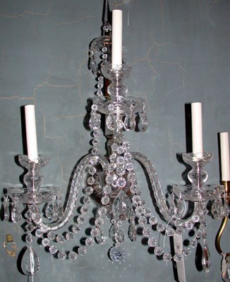 Lot 100 - Pair of George III Style Cut Glass Three-Light...