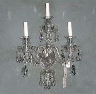 Lot 2 - Pair of George III Style Cut Glass Three-Light...