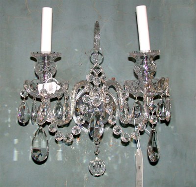 Lot 13 - Pair of George III Style Cut Glass Two-Light...