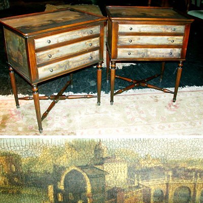 Lot 234 - Pair of Continental Landscape Decorated...