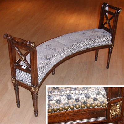 Lot 702 - Regency Style Upholstered Mahogany Bench