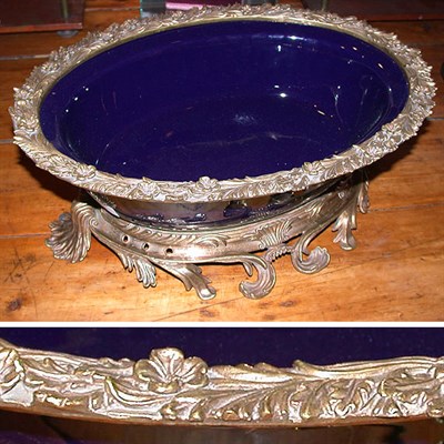 Lot 744 - Serves Style Gilt-Metal Mounted Cobalt Blue...