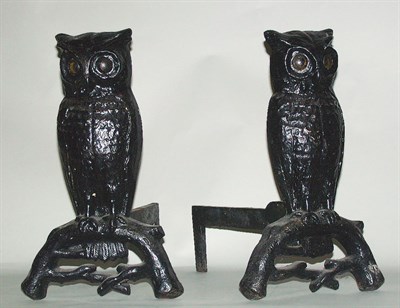 Lot 601 - Pair of Cast Iron Andirons Each in the form of...