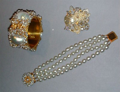 Lot 474 - Three Miriam Haskell Pearl Items 1950s...