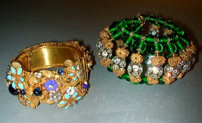 Lot 383 - Two Miriam Haskell Cuffs 1940s/50s The first a...