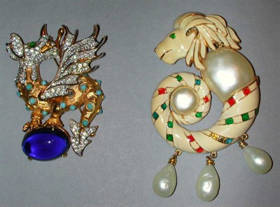 Lot 420 - Kenneth Jay Lane and Hattie Carnegie Brooches...