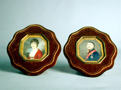 Lot 593 - Pair of Framed Continental Miniatures on Ivory
