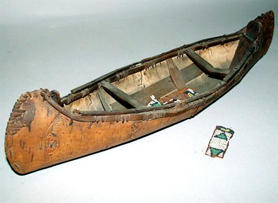 Lot 180 - Miniature Birch Bark Canoe Length 17 1/2 inches.