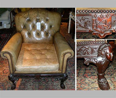 Lot 152 - Victorian Leather Upholstered Mahogany Armchair