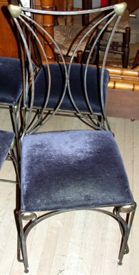 Lot 288 - Set of Six French Wrought Iron Dining Chairs...