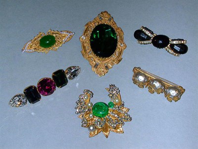 Lot 472 - Group of Six Miriam Haskell Pins The first a...