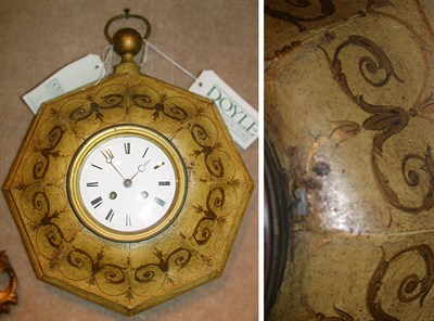 Lot 613 - Continental Tole Painted Wall Clock