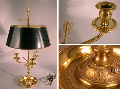 Lot 726 - Empire Style Brass Bouillotte Lamp