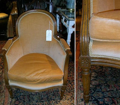 Lot 154 - Louis XVI Style Upholstered Walnut Bergere