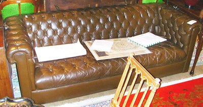 Lot 716 - Leather Upholstered Chesterfield Sofa