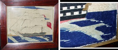 Lot 158 - Sailor's Woolwork Picture The ship flying a...