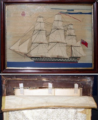 Lot 156 - Sailor's Woolwork Picture The ship flying a...