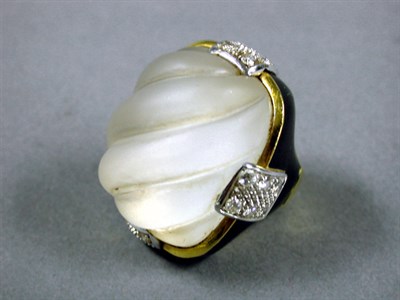 Lot 305 - Gold, Enamel, Diamond and Rock Crystal Ring...