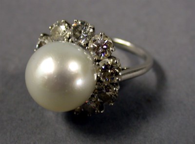 Lot 326 - South Sea Cultured Pearl and Diamond Ring...