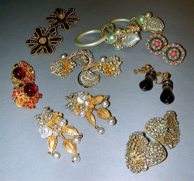 Lot 377 - Eight Pairs Miriam Haskell Earrings Comprising...