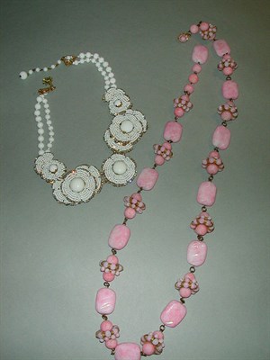 Lot 378 - Two Miriam Haskell Summer Necklaces One a long...