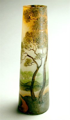 Lot 170 - Legras Enameled Cameo Glass Vase Of tapering...