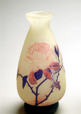 Lot 153 - Delatte Cameo Glass Vase Of ovoid form,...