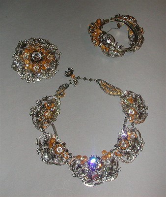 Lot 479 - Miriam Haskell Silver and Gold Tone Suite...