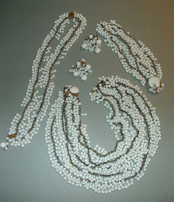 Lot 381 - Miriam Haskell White Bead Suite 1950s...